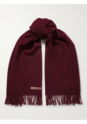 Acne Studios - Fringed Wool Scarf - Burgundy - One size