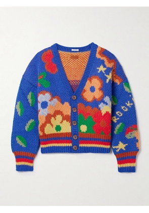 Mother - The Button Intarsia Alpaca-blend Cardigan - Multi - x small,small,medium,large,x large