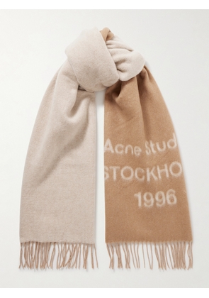 Acne Studios - Fringed Wool-jacquard Scarf - Brown - One size
