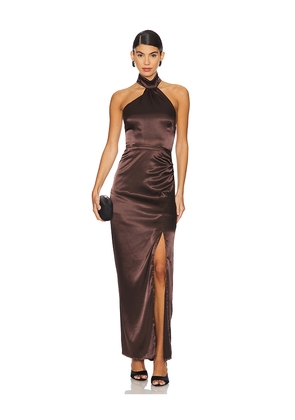 MORE TO COME Darcey Maxi Dress in Brown. Size L. Also in XS, S, M, XXS, XL.