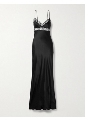 Nili Lotan - Adelie Lace-trimmed Silk-charmeuse Gown - Black - US00,US0,US2,US4,US6,US8