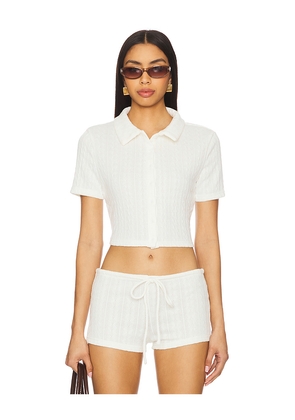 LIONESS Wolfgang Short Sleeve Top in White. Size L. Also in M, XL.