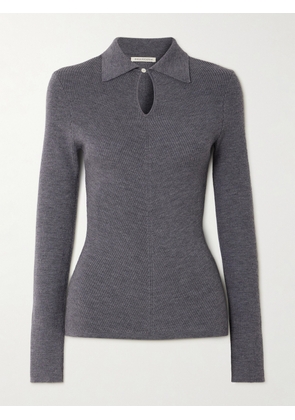 Emilia Wickstead - Ambrose Ribbed Wool Polo Sweater - Gray - x small,small,medium,large,x large