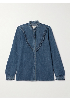 Nili Lotan - Marcela Ruffled Denim Shirt - Blue - x small,small,medium,large,x large