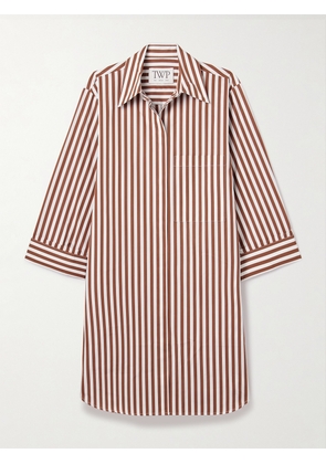 TWP - Morning After Striped Cotton-poplin Shirt Dress - Brown - xx small,x small,small,medium,large,x large