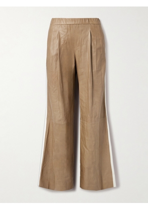 TWP - Eva Pleated Crinkled-leather Wide-leg Pants - Brown - x small,small,medium
