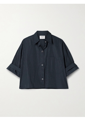 TWP - Next Ex Cropped Crystal-embellished Cotton-poplin Shirt - Blue - XXS,XS/S,M/L