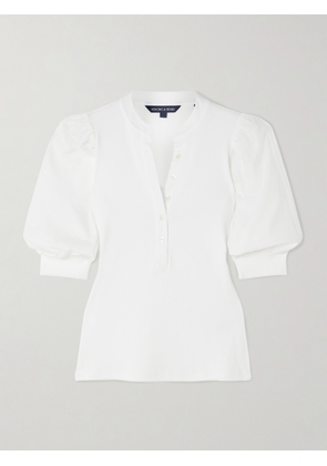 Veronica Beard - Coralee Poplin And Ribbed Stretch Pima Cotton-jersey Top - White - x small,small,medium,large,x large