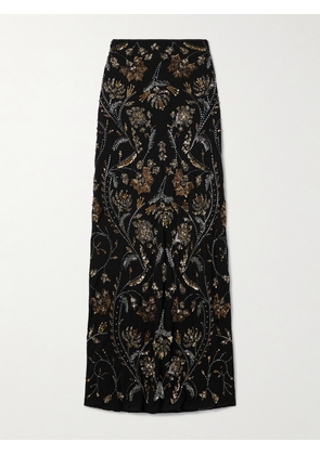 Veronica Beard - Medina Embellished Crepe Maxi Skirt - Black - US0,US2,US4,US6,US8,US10,US12
