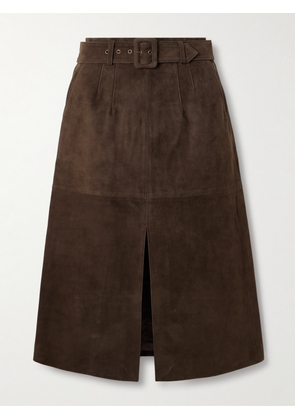 Veronica Beard - Alexie Belted Suede Midi Skirt - Brown - US0,US2,US4,US6,US8,US10,US12