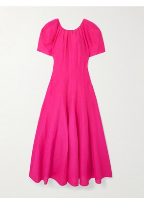 Tory Burch - Gathered Woven Midi Dress - Pink - US2,US4,US6,US8