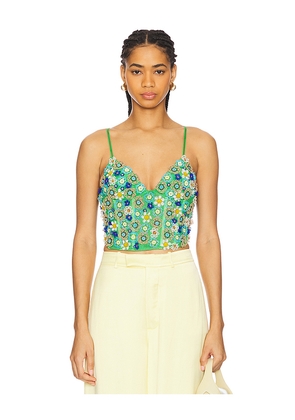 LA FUORI Mossy Meadow Bustier in Green. Size L. Also in S, M.
