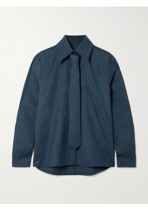 KALLMEYER - Billie Tie-detailed Wool-twill Shirt - Blue - x small,small,medium,large,x large