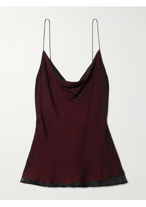 KALLMEYER - Zia Draped Silk-voile Camisole - Burgundy - x small,small,medium,large