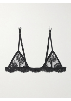 Dolce & Gabbana - Micro Cotton-blend Lace Soft-cup Triangle Bra - Black - 1,2,3,4,5