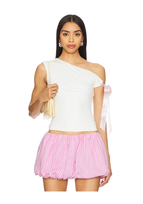 MORE TO COME Raquel Tie Sleeve Top in White. Size L. Also in XS, S, M.