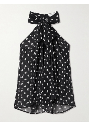 NINA RICCI - Pussy-bow Polka-dot Silk-muslin Blouse - Black - FR 34,FR 36,FR 38,FR 40,FR 42,FR 44