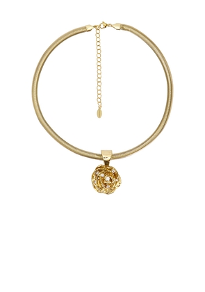 Magda Butrym Rose Necklace in Metallic Gold.