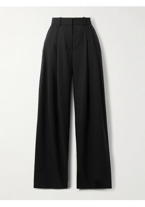 NINA RICCI - Pleated Wool-gabardine Wide-leg Pants - Black - FR 34,FR 36,FR 38,FR 40,FR 42,FR 44