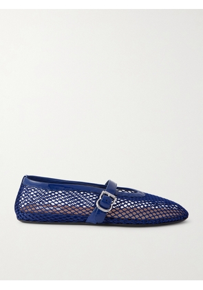 Alaïa - Patent Leather-trimmed Mesh Ballet Flats - Blue - IT36,IT36.5,IT37,IT37.5,IT38,IT38.5,IT39,IT39.5,IT40,IT40.5,IT41