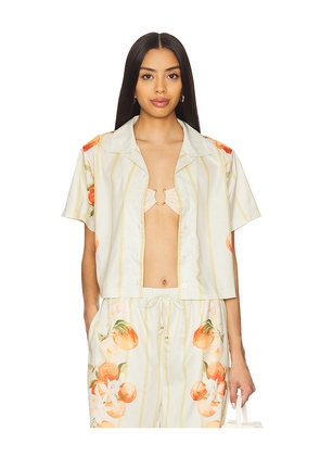 La Porte Ruby Short Sleeve Boxy Shirt in Yellow. Size L. Also in XS, S, M.