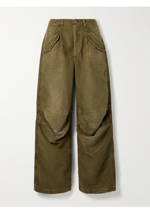 R13 - Gathered Cotton-twill Straight-leg Pants - Green - 24,25,26,27,28,29,30