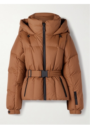Cordova - The Monterosa Hooded Belted Quilted Recycled Down Ski Jacket - Brown - x small,small,medium,large