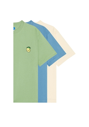 Market Smiley Fruit 3 Pack T-shirt in Green. Size L. Also in M.