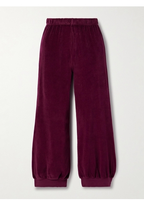 Suzie Kondi - Tosk Cropped Cotton-blend Velour Track Pants - Burgundy - x small,small,medium,large,x large