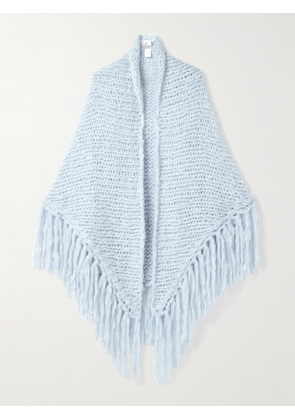 Suzie Kondi - Zoofka Fringed Ribbed Cashmere Shawl - Blue - One size