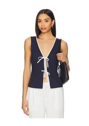 onia Air Linen Tie Front Top in Navy. Size M. Also in XS, S.