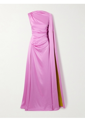 Roksanda - Oma Cape-effect Draped Silk-satin Gown - Pink - UK 4,UK 6,UK 8,UK 10