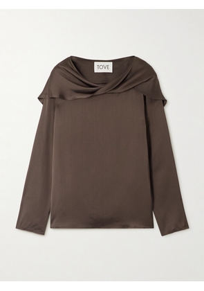 TOVE - Caris Draped Satin Top - Brown - FR 34,FR 36,FR 38,FR 40,FR 42