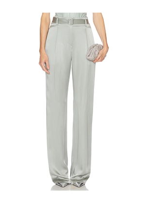 Lapointe Satin Belted Pant in Grey, blue. Size 0. Also in 2.
