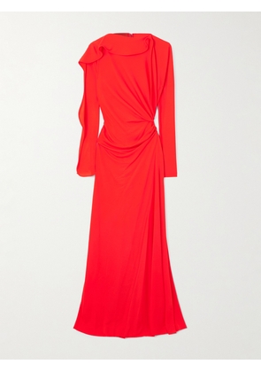 Victoria Beckham - Draped Asymmetric Jersey Maxi Dress - Red - UK 4,UK 6,UK 8,UK 10,UK 12,UK 14,UK 16