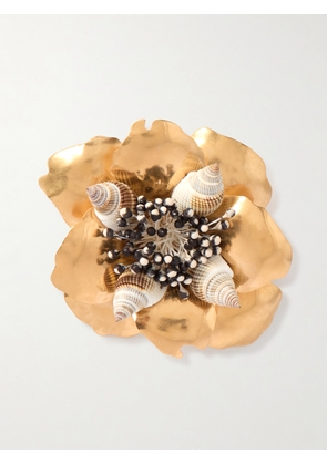 Valentino Garavani - Jardin Aquatique Embellished Gold-tone Brooch - Metallic - One size