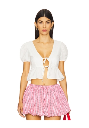 MORE TO COME Shiloh Puff Sleeve Top in White. Size L. Also in XS, S, M.