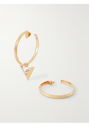 Valentino Garavani - Gold-tone Crystal Hoop Earrings - One size