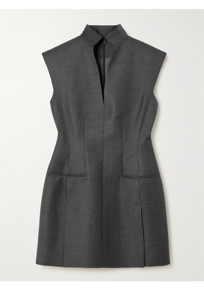 Givenchy - Frayed Wool-twill Mini Dress - Gray - FR 34,FR 36,FR 38,FR 40,FR 42