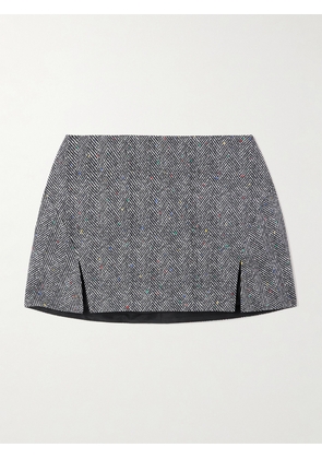 Givenchy - Paneled Herringbone Cotton-twill Mini Skirt - Gray - FR 34,FR 36,FR 38,FR 40