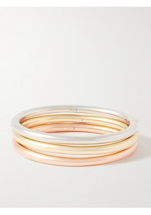 Roxanne Assoulin - The Tubular Hinged Set Of Three Gold, Rose Gold And Silver-tone Bracelets - Multi - One size
