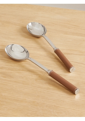Ralph Lauren Home - Wyatt Set Of Two Stainless Steel And Leather Salad Servers - Brown - One size