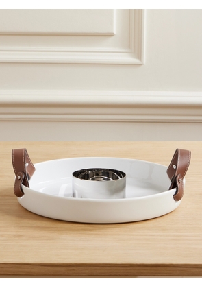 Ralph Lauren Home - Wyatt Porcelain, Leather And Stainless Steel Serving Tray - White - One size