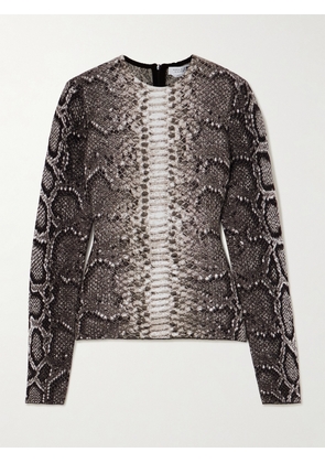 Gabriela Hearst - Asha Snake-print Cashmere And Silk-blend Jacquard Top - Gray - x small,small,medium,large,x large