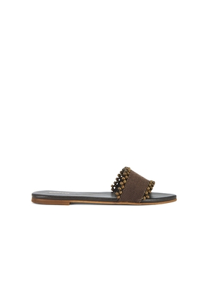 Kaanas Cala Asymmetric Linen Slide in Brown. Size 8. Also in 9.