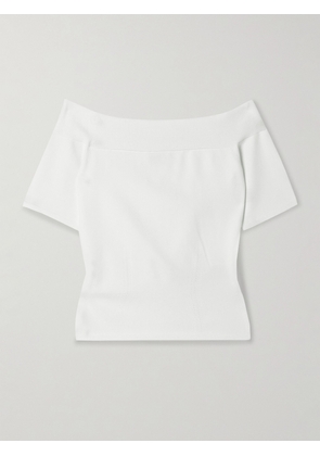 MCQUEEN - Off-the-shoulder Stretch-knit Top - White - XXXS,XXS,XS,S,M,L,XL,XXL,XXXL