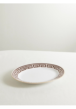 GINORI 1735 - Oval Gold-plated Porcelain Platter - White - One size
