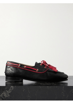 BALLY - Pavlin Embellished Leather Boat Shoes - Black - IT35,IT36,IT36.5,IT37,IT37.5,IT38,IT38.5,IT39,IT39.5,IT40,IT40.5,IT41,IT41.5,IT42