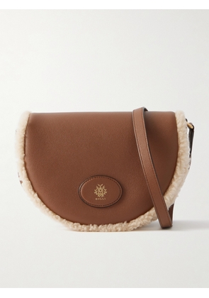 BALLY - Elisabeth Shearling-trimmed Leather Shoulder Bag - Brown - One size