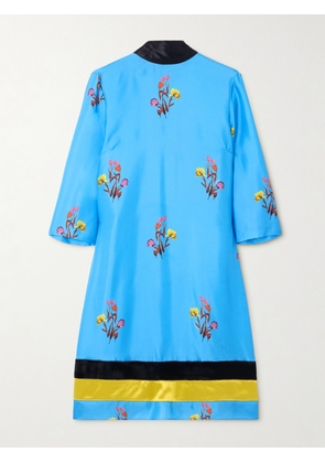 Marni - Velvet-trimmed Floral-print Silk-twill Mini Dress - Blue - IT38,IT40,IT42,IT44,IT46,IT48